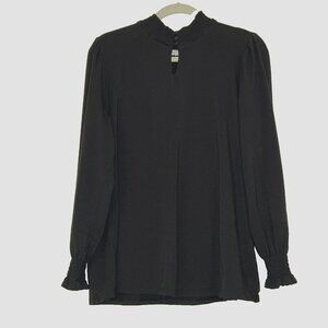 J. Jill Smocked Neck Blouse size XL Black